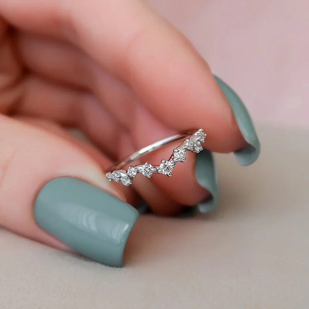 chevron ring, v shaped band, v shaped ring for her, chevron band, round cut diamond ring, round cut engagement ring, gold rings, eternity ring, engagement rings, engagement rings for women, moissanite engagement rings, gold rings for women, 14k gold rings, white gold rings, lab grown diamond rings, diamond rings for women, diamond rings, valentines gift for her, birthday gift for her, moissanite rings, 925 silver rings