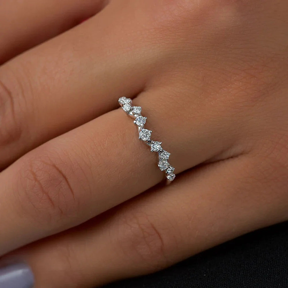 chevron ring, v shaped band, v shaped ring for her, chevron band, round cut diamond ring, round cut engagement ring, gold rings, eternity ring, engagement rings, engagement rings for women, moissanite engagement rings, gold rings for women, 14k gold rings, white gold rings, lab grown diamond rings, diamond rings for women, diamond rings, valentines gift for her, birthday gift for her, moissanite rings, 925 silver rings