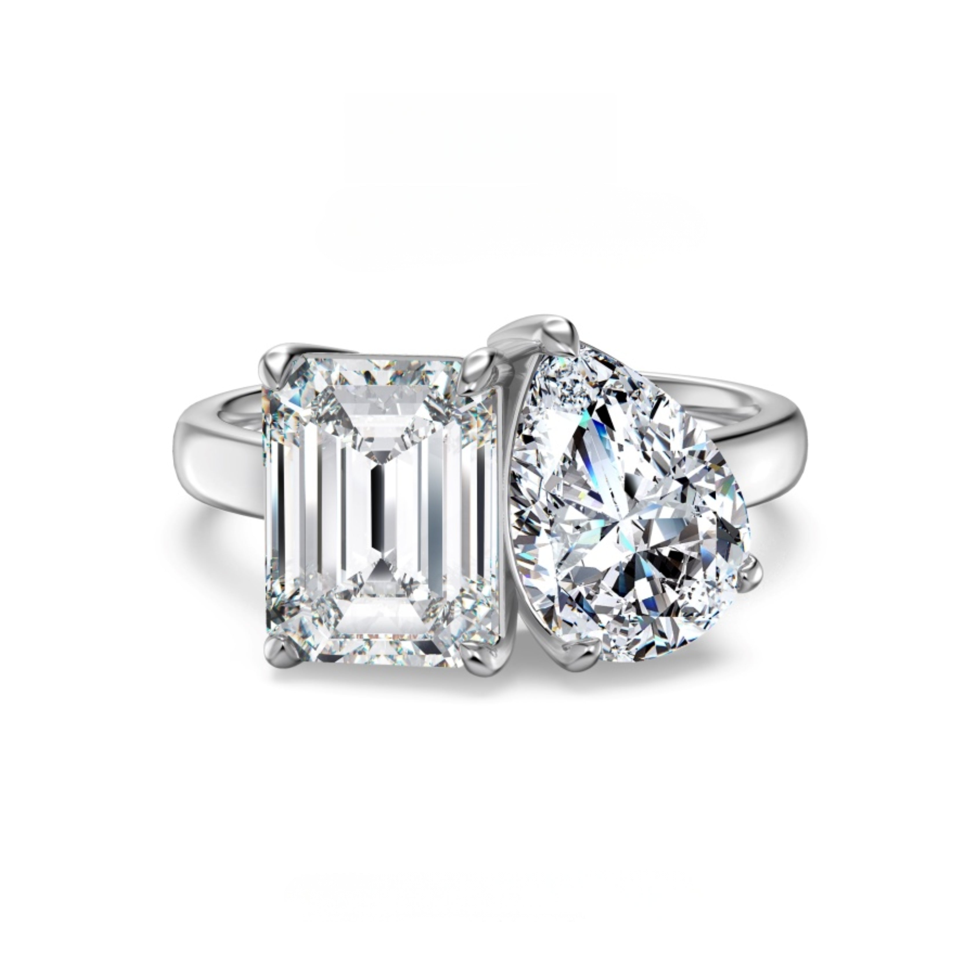 toi et moi ring, two stone ring, engagement rings, engagement rings for women, moissanite engagement rings, gold rings for women, 14k gold rings, white gold rings, lab grown diamond rings, diamond rings for women, diamond rings, valentines gift for her, birthday gift for her, moissanite rings, 925 silver rings, emerald diamond ring, pear diamond ring