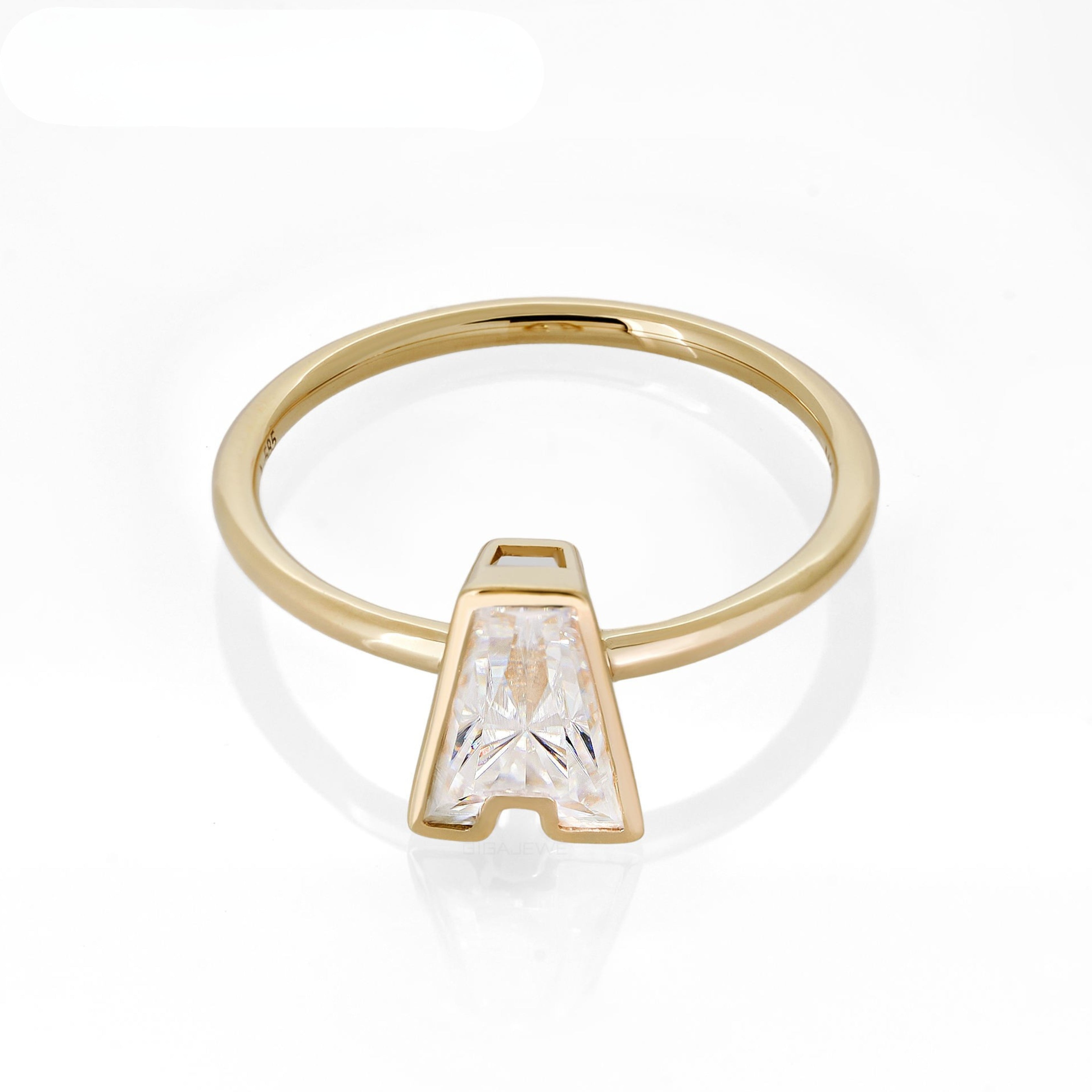 letter cut diamond ring, two stone rings, solitaire rings, halo rings, gold rings, alphabet cut engagement ring, gold rings for women, 14k gold rings, white gold rings, lab grown diamond rings, diamond rings for women, diamond rings, valentines gift for her, birthday gift for her, moissanite rings, 925 silver rings