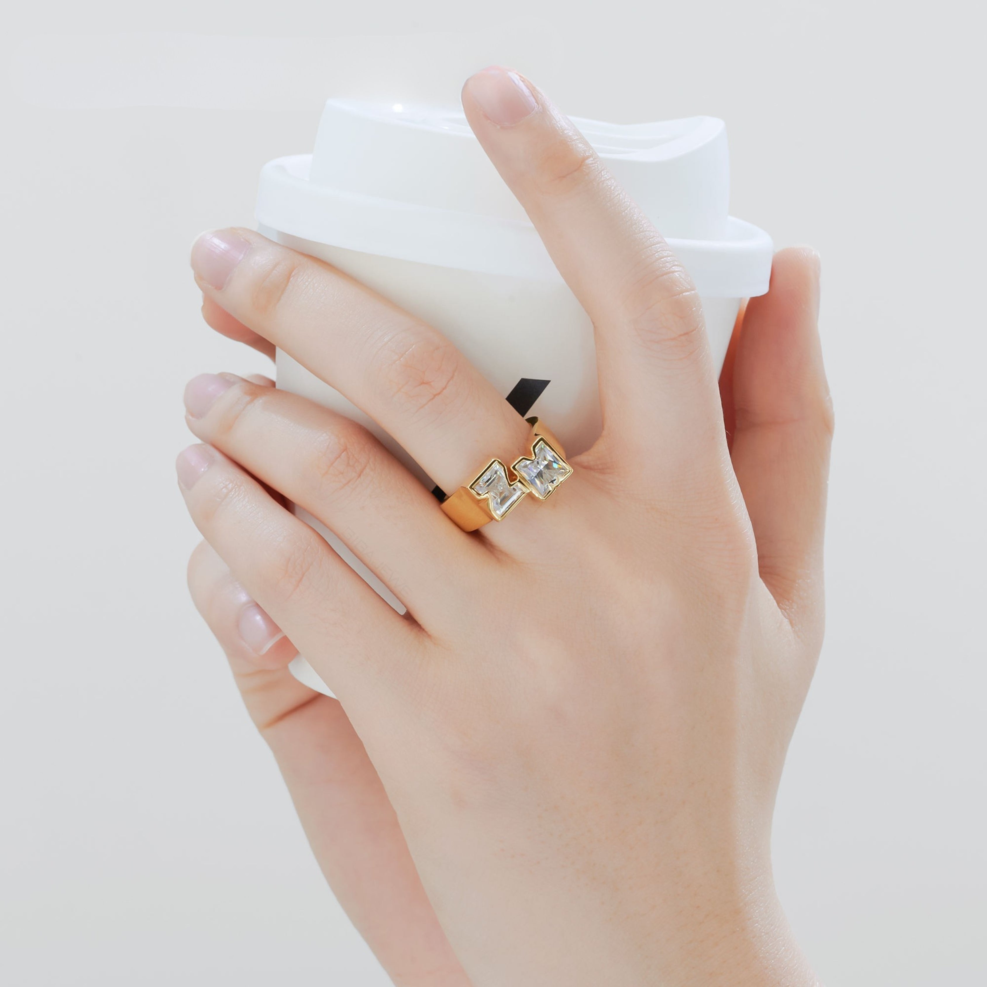 letter cut diamond ring, two stone rings, solitaire rings, halo rings, gold rings, alphabet cut engagement ring, gold rings for women, 14k gold rings, white gold rings, lab grown diamond rings, diamond rings for women, diamond rings, valentines gift for her, birthday gift for her, moissanite rings, 925 silver rings