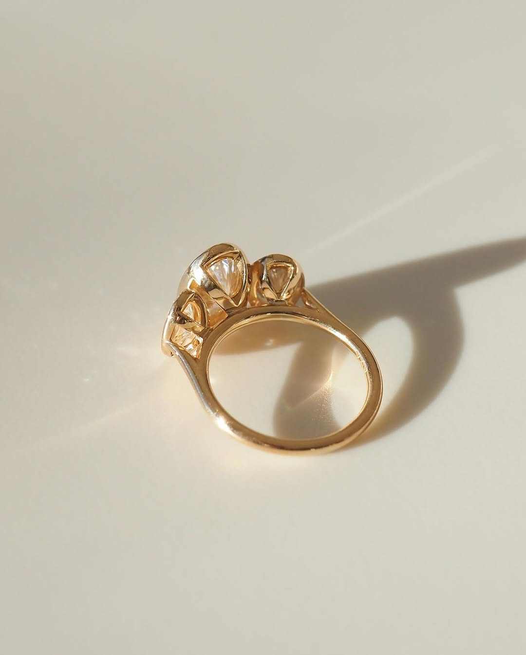 three stone ring, oval moissanite ring, bezel set ring, gold statement ring, anniversary ring, 3 stone anniversary ring, gold designer ring, white gold designer ring