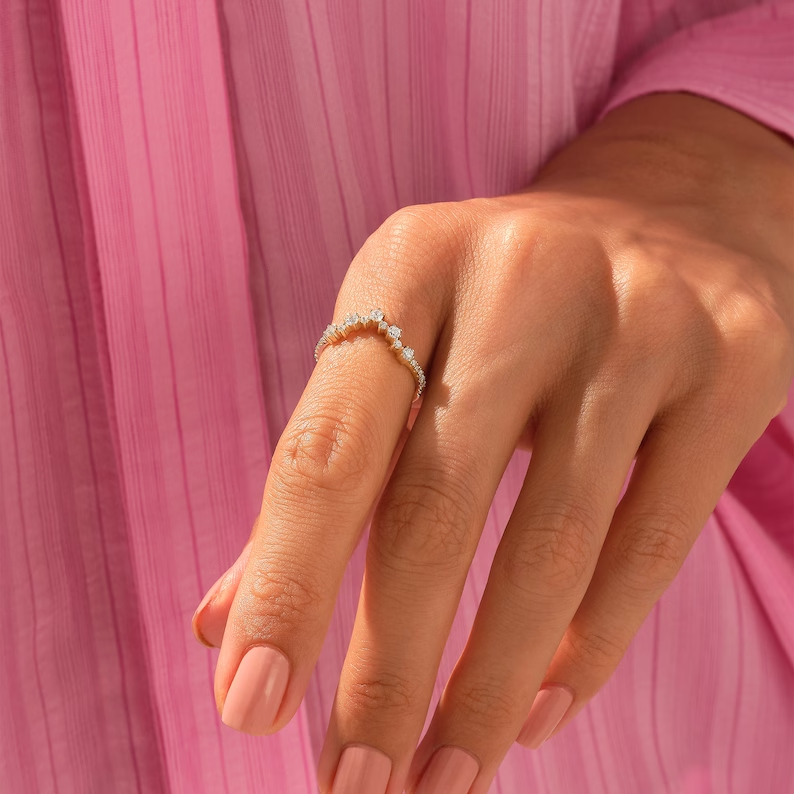 chevron ring, gold chevron ring, gold rings, round cut engagement ring, gold rings for women, 14k gold rings, white gold rings, lab grown diamond rings, diamond rings for women, diamond rings, valentines gift for her, birthday gift for her, moissanite rings