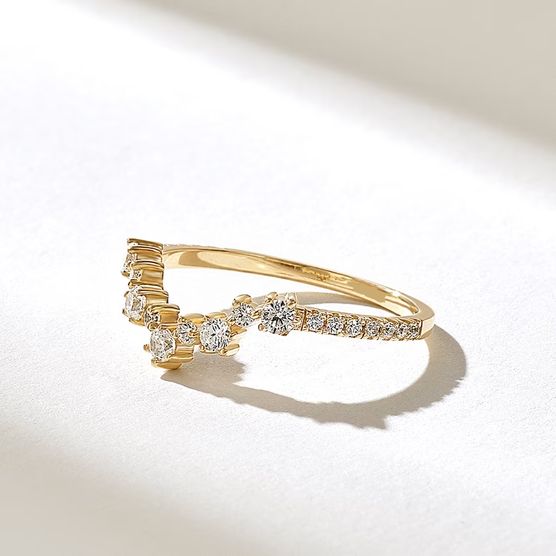 chevron ring, gold chevron ring, gold rings, round cut engagement ring, gold rings for women, 14k gold rings, white gold rings, lab grown diamond rings, diamond rings for women, diamond rings, valentines gift for her, birthday gift for her, moissanite rings