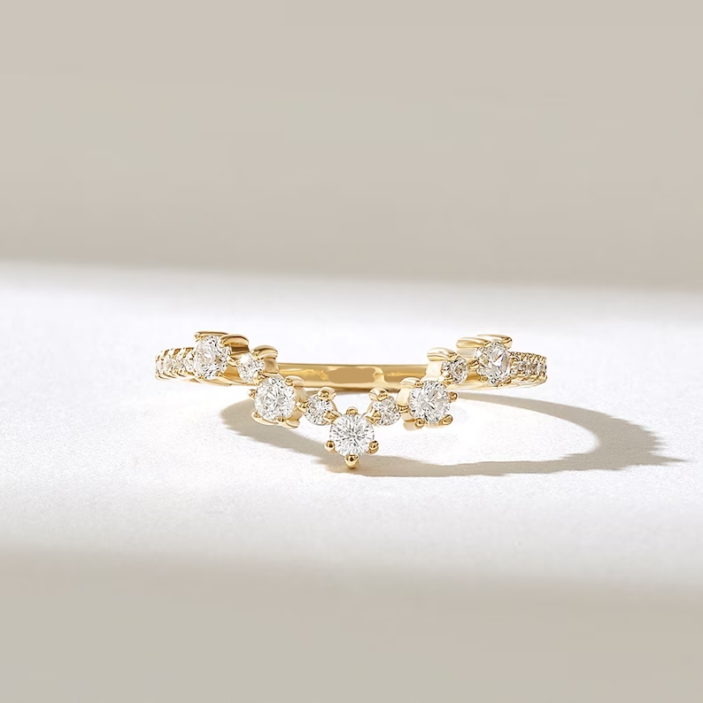 chevron ring, gold chevron ring, gold rings, round cut engagement ring, gold rings for women, 14k gold rings, white gold rings, lab grown diamond rings, diamond rings for women, diamond rings, valentines gift for her, birthday gift for her, moissanite rings