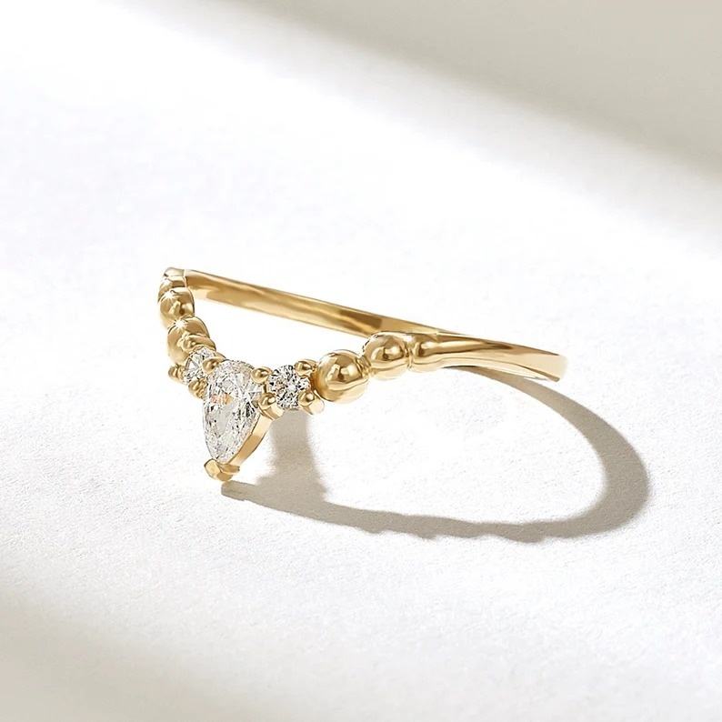 chevron ring, gold chevron ring, gold rings, round cut engagement ring, pear cut engagement ring, gold rings for women, 14k gold rings, white gold rings, lab grown diamond rings, diamond rings for women, diamond rings, valentines gift for her, birthday gift for her, moissanite rings