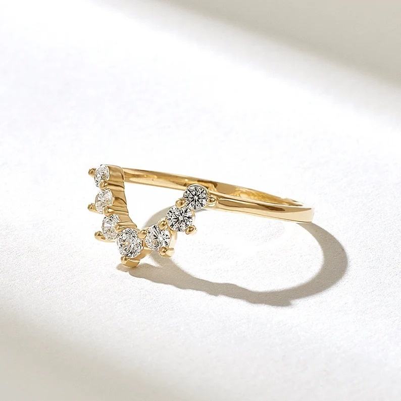 chevron ring, gold chevron ring, gold rings, round cut engagement ring, gold rings for women, 14k gold rings, white gold rings, lab grown diamond rings, diamond rings for women, diamond rings, valentines gift for her, birthday gift for her, moissanite rings
