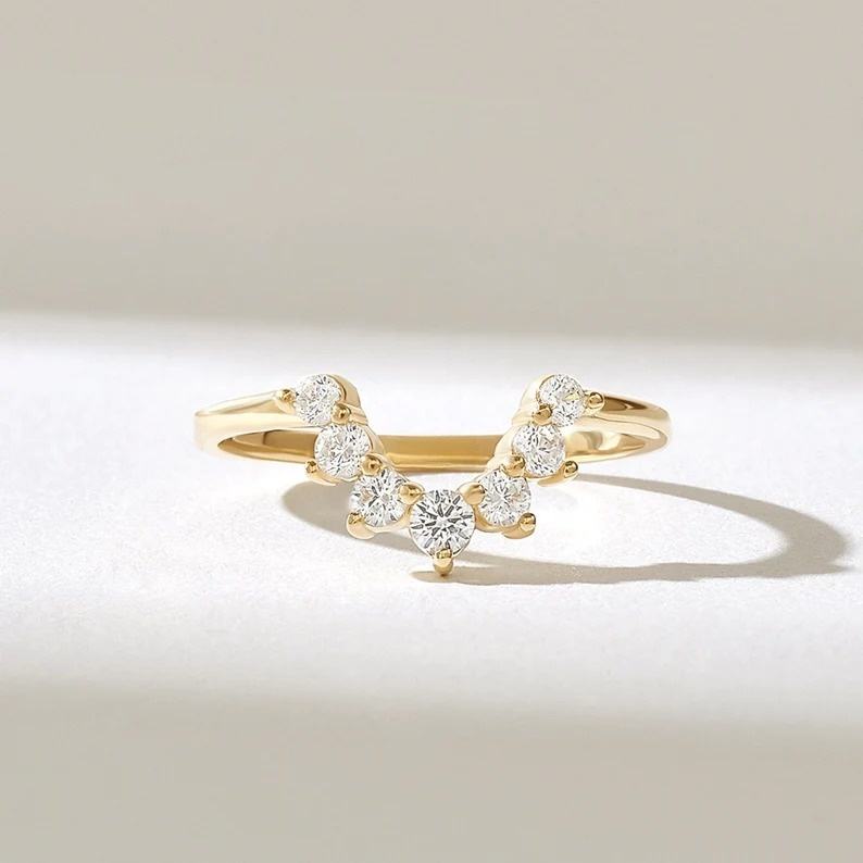 chevron ring, gold chevron ring, gold rings, round cut engagement ring, gold rings for women, 14k gold rings, white gold rings, lab grown diamond rings, diamond rings for women, diamond rings, valentines gift for her, birthday gift for her, moissanite rings
