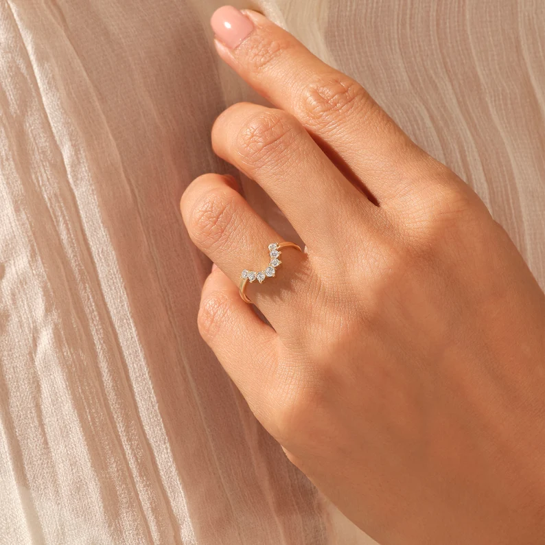 chevron ring, gold chevron ring, gold rings, round cut engagement ring, gold rings for women, 14k gold rings, white gold rings, lab grown diamond rings, diamond rings for women, diamond rings, valentines gift for her, birthday gift for her, moissanite rings