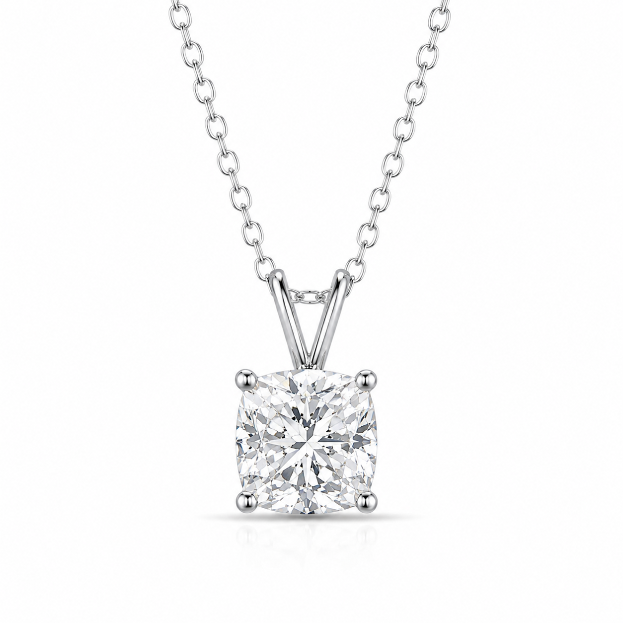cushion cut moissanite pendant, solitaire pendant necklace, gold pendant necklace, silver pendant necklace, diamond pendant, custom moissanite pendant, gold necklace, gold necklace women, white gold necklace, 14k gold necklace, valentines gift for her, birthday gift for her, 925 silver necklace