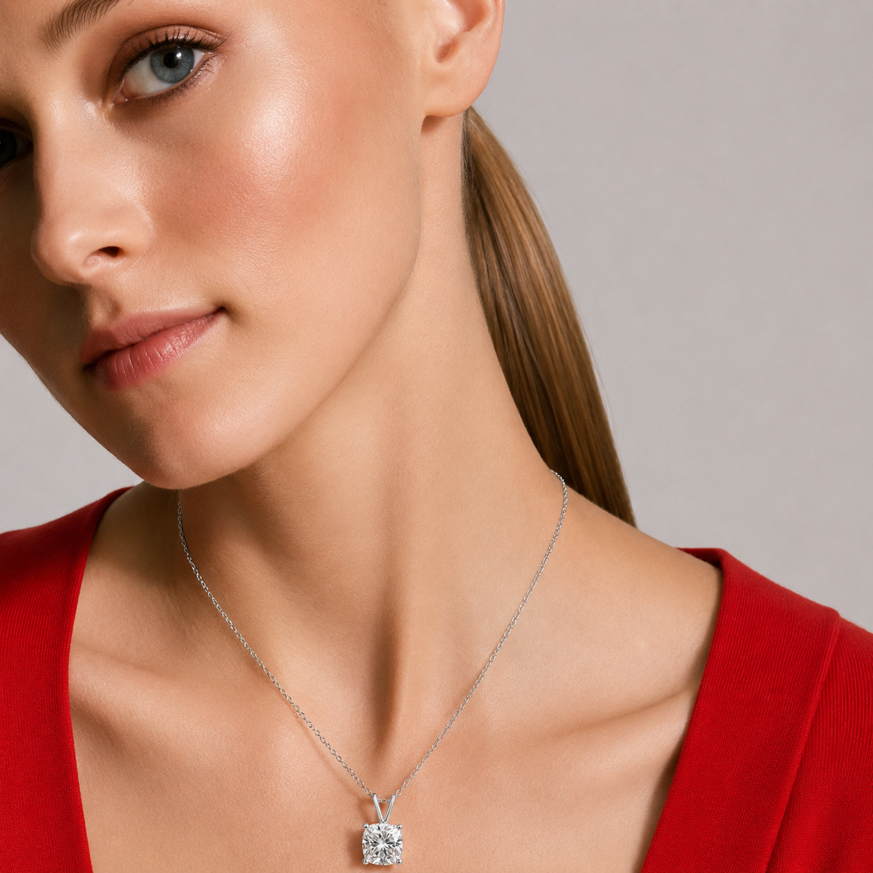 cushion cut moissanite pendant, solitaire pendant necklace, gold pendant necklace, silver pendant necklace, diamond pendant, custom moissanite pendant, gold necklace, gold necklace women, white gold necklace, 14k gold necklace, valentines gift for her, birthday gift for her, 925 silver necklace