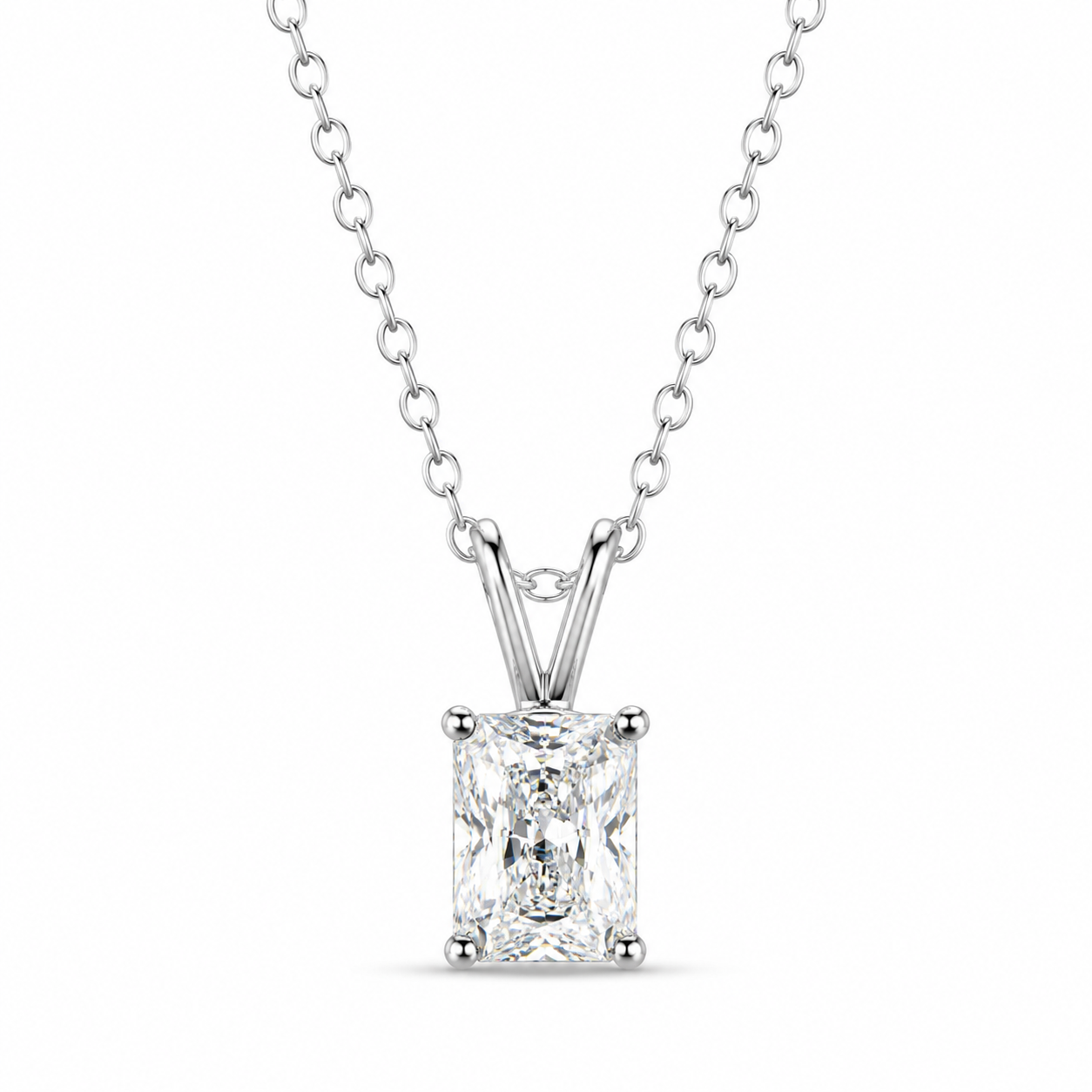 radiant cut moissanite pendant, solitaire pendant necklace, gold pendant necklace, silver pendant necklace, diamond pendant, custom moissanite pendant, gold necklace, gold necklace women, white gold necklace, 14k gold necklace, valentines gift for her, birthday gift for her, 925 silver necklace