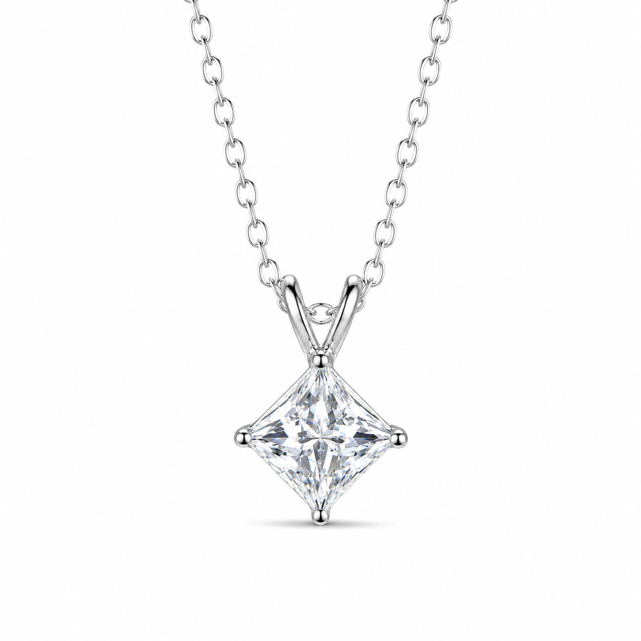 princess cut moissanite pendant, solitaire pendant necklace, gold pendant necklace, silver pendant necklace, diamond pendant, custom moissanite pendant, gold necklace, gold necklace women, white gold necklace, 14k gold necklace, valentines gift for her, birthday gift for her, 925 silver necklace