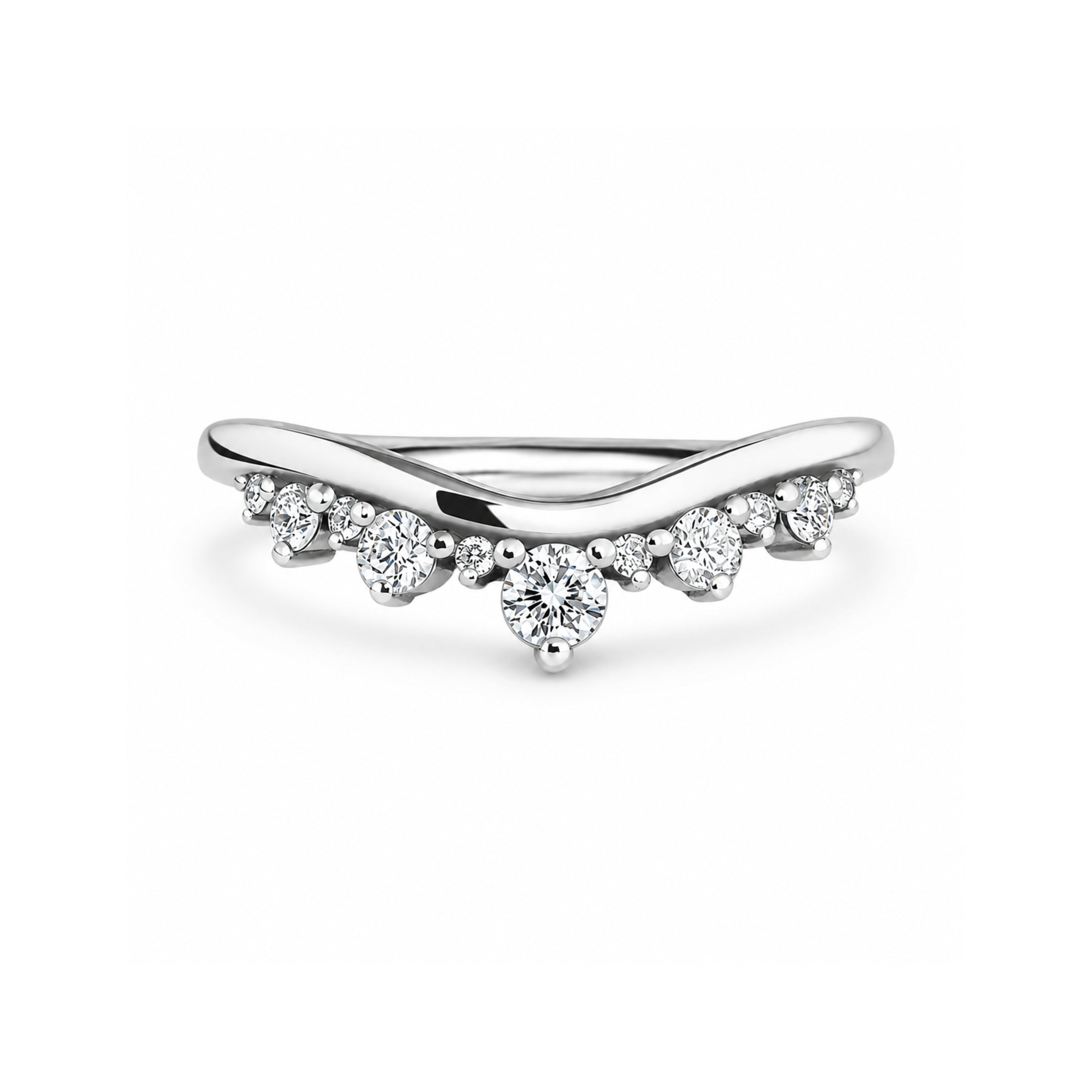 angela curved ring, chevron ring, v shaped band, v shaped ring for her, chevron band, round cut diamond ring, round cut engagement ring, gold rings, eternity ring, engagement rings, engagement rings for women, moissanite engagement rings, gold rings for women, 14k gold rings, white gold rings, lab grown diamond rings, diamond rings for women, diamond rings, valentines gift for her, birthday gift for her, moissanite rings, 925 silver rings