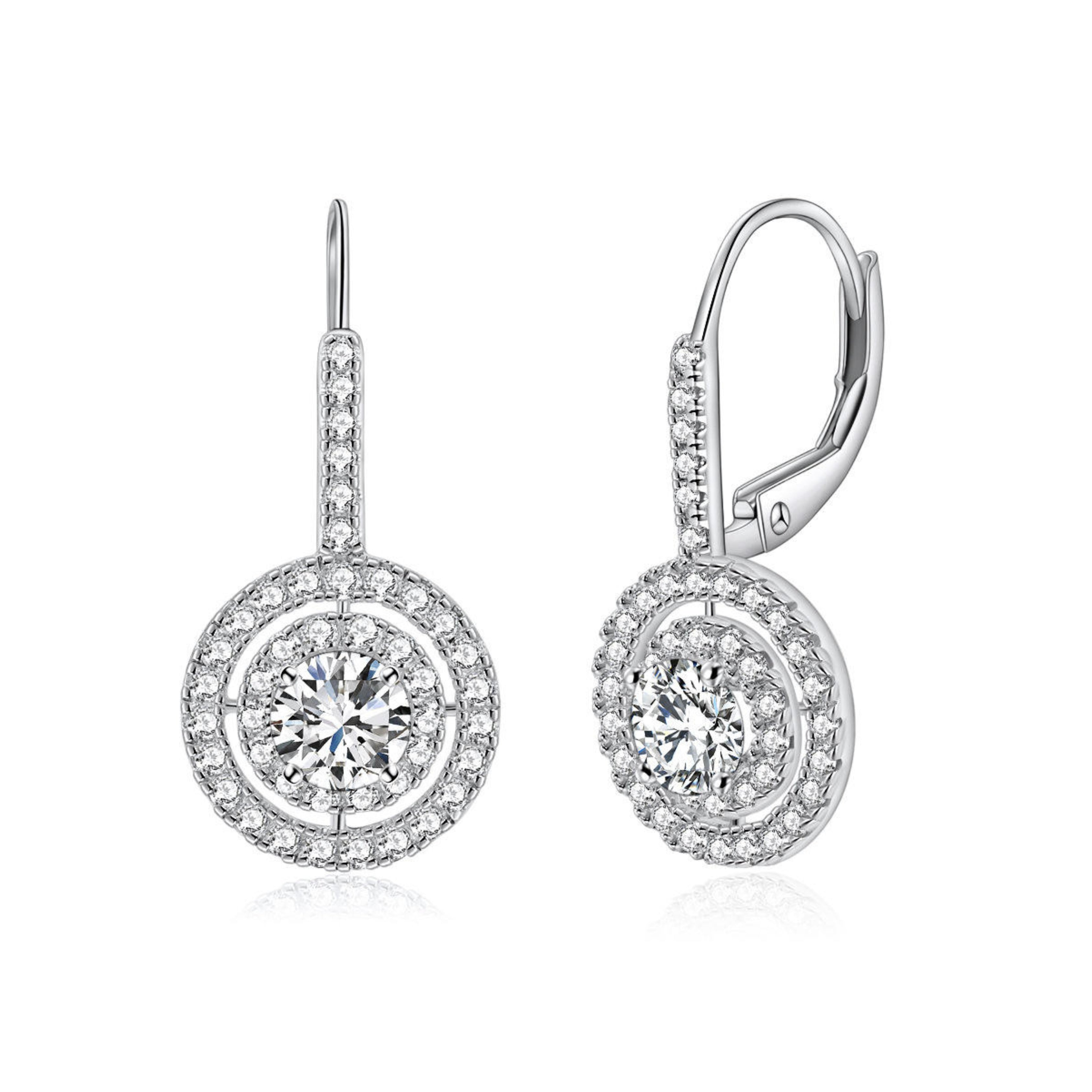 halo earrings, drop earrings, diamond drop earrings, gold drop earrings, silver drop earrings, diamond earrings, diamond earrings for women, lab grown diamond earrings, real diamond earrings, lab created diamond earrings, valentines gift for her, birthday gift for her