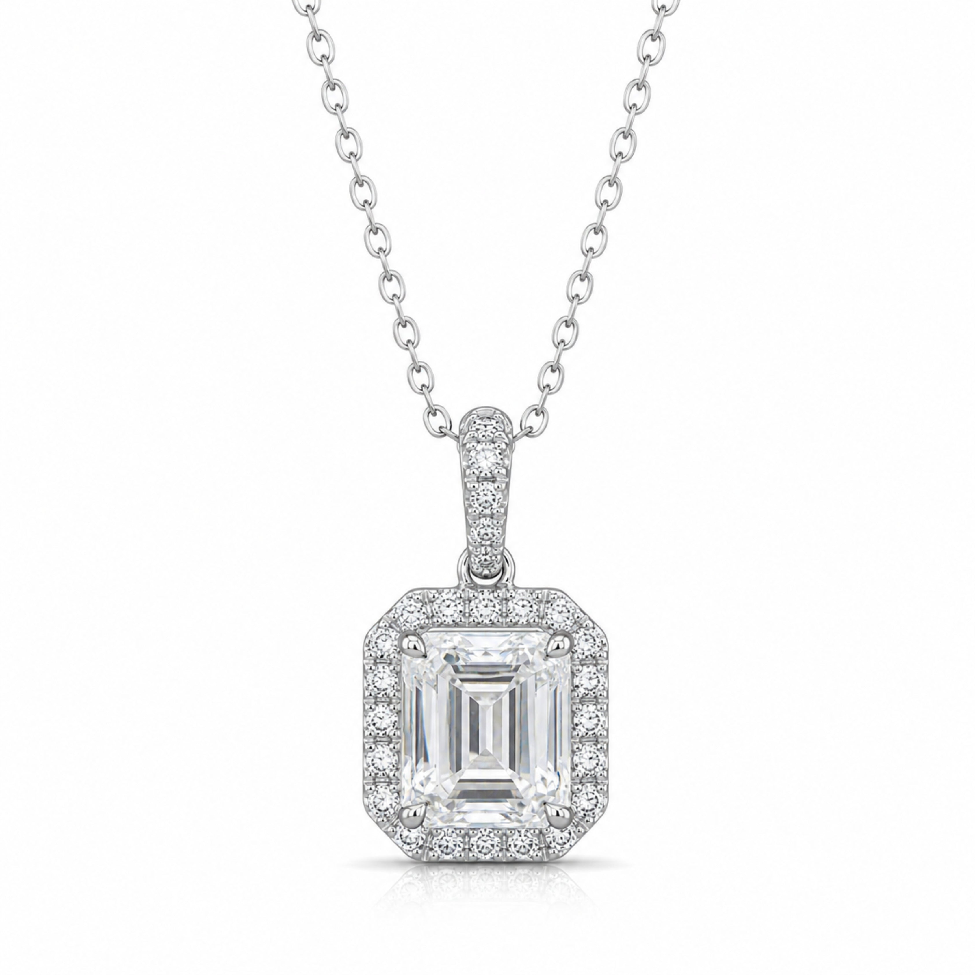 emerald cut moissanite pendant, pendant necklace, gold pendant necklace, silver pendant necklace, diamond pendant, custom moissanite pendant, gold necklace, gold necklace women, white gold necklace, 14k gold necklace, valentines gift for her, birthday gift for her