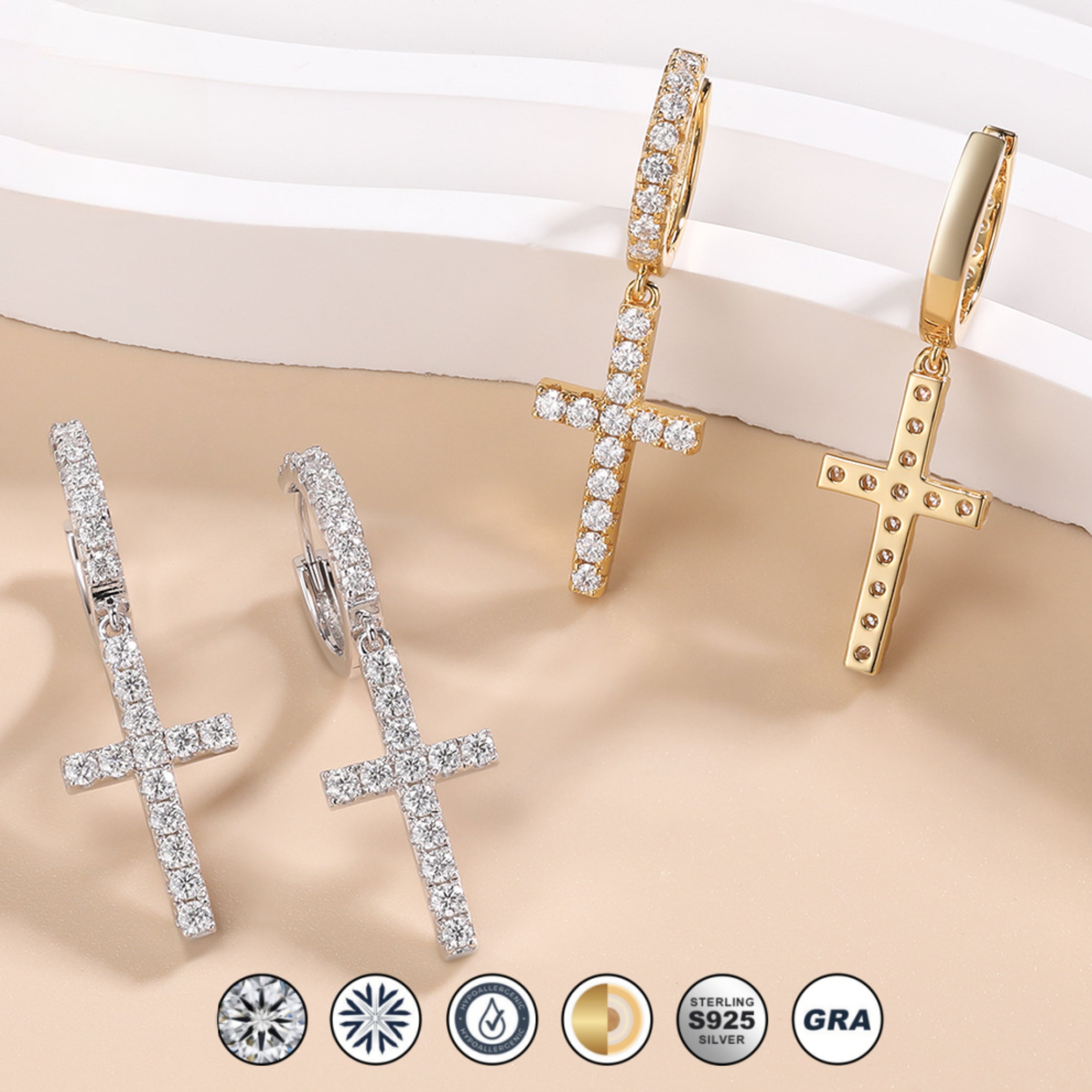 earrings, huggie earrings, cross earrings, diamond earrings, gold earrings, hoop earrings, gold huggie earrings, drop earrings, diamond drop earrings, gold drop earrings, silver drop earrings, lab grown diamond earrings, real diamond earrings, lab created diamond earrings, valentines gift for her, birthday gift for her