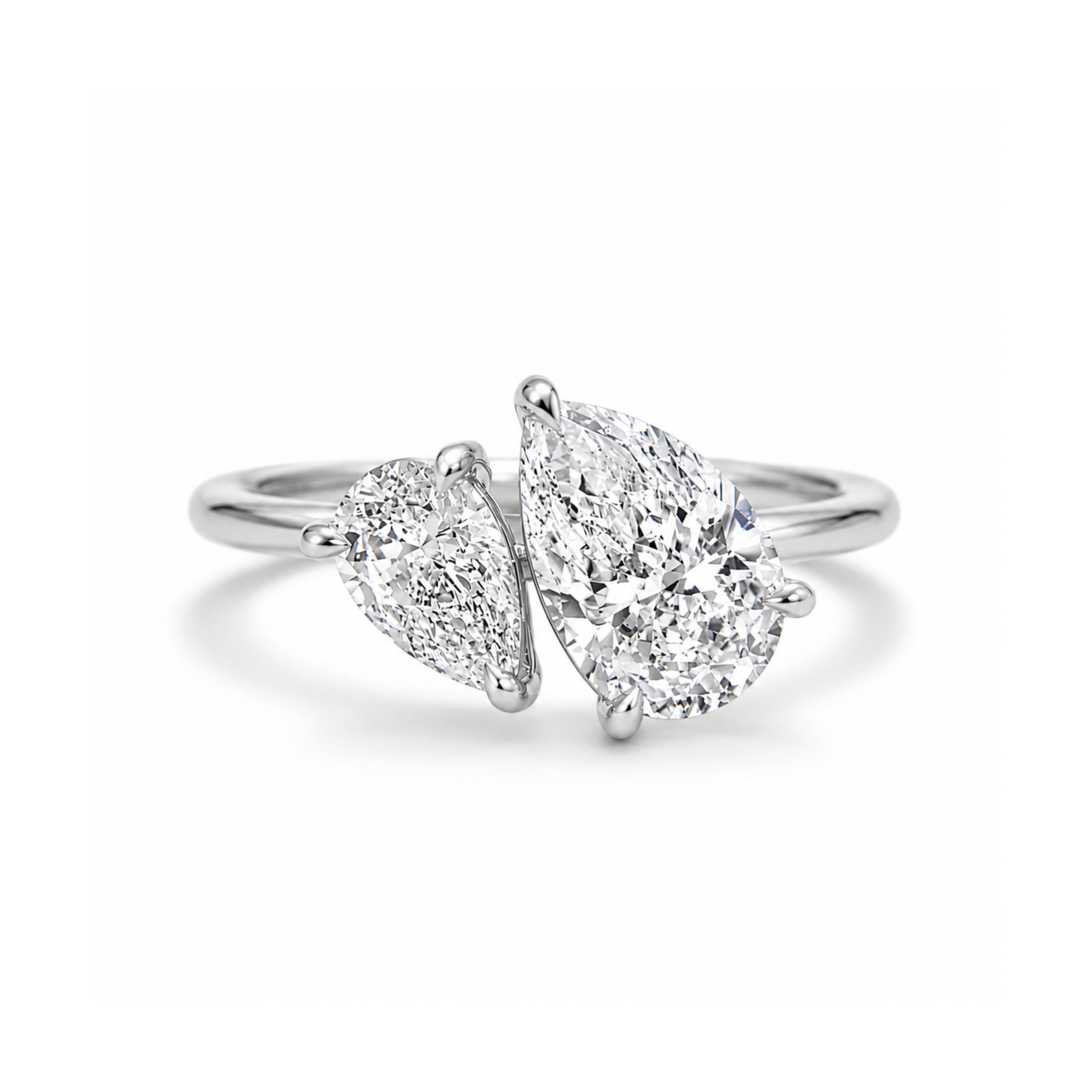 toi et moi ring, two stone ring, engagement rings, engagement rings for women, moissanite engagement rings, gold rings for women, 14k gold rings, white gold rings, lab grown diamond rings, diamond rings for women, diamond rings, valentines gift for her, birthday gift for her, moissanite rings, 925 silver rings, pear diamond ring