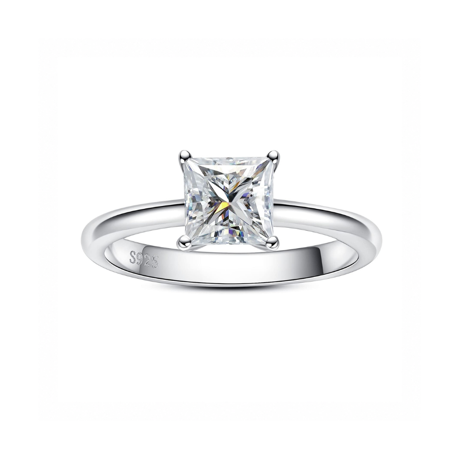D Color VVS Clarity 2.0 CT Princess Cut Moissanite Luxury Solitaire Ring For Women | 925 Silver