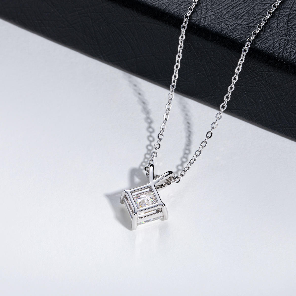 princess cut moissanite pendant, solitaire pendant necklace, gold pendant necklace, silver pendant necklace, diamond pendant, custom moissanite pendant, gold necklace, gold necklace women, white gold necklace, 14k gold necklace, valentines gift for her, birthday gift for her, 925 silver necklace