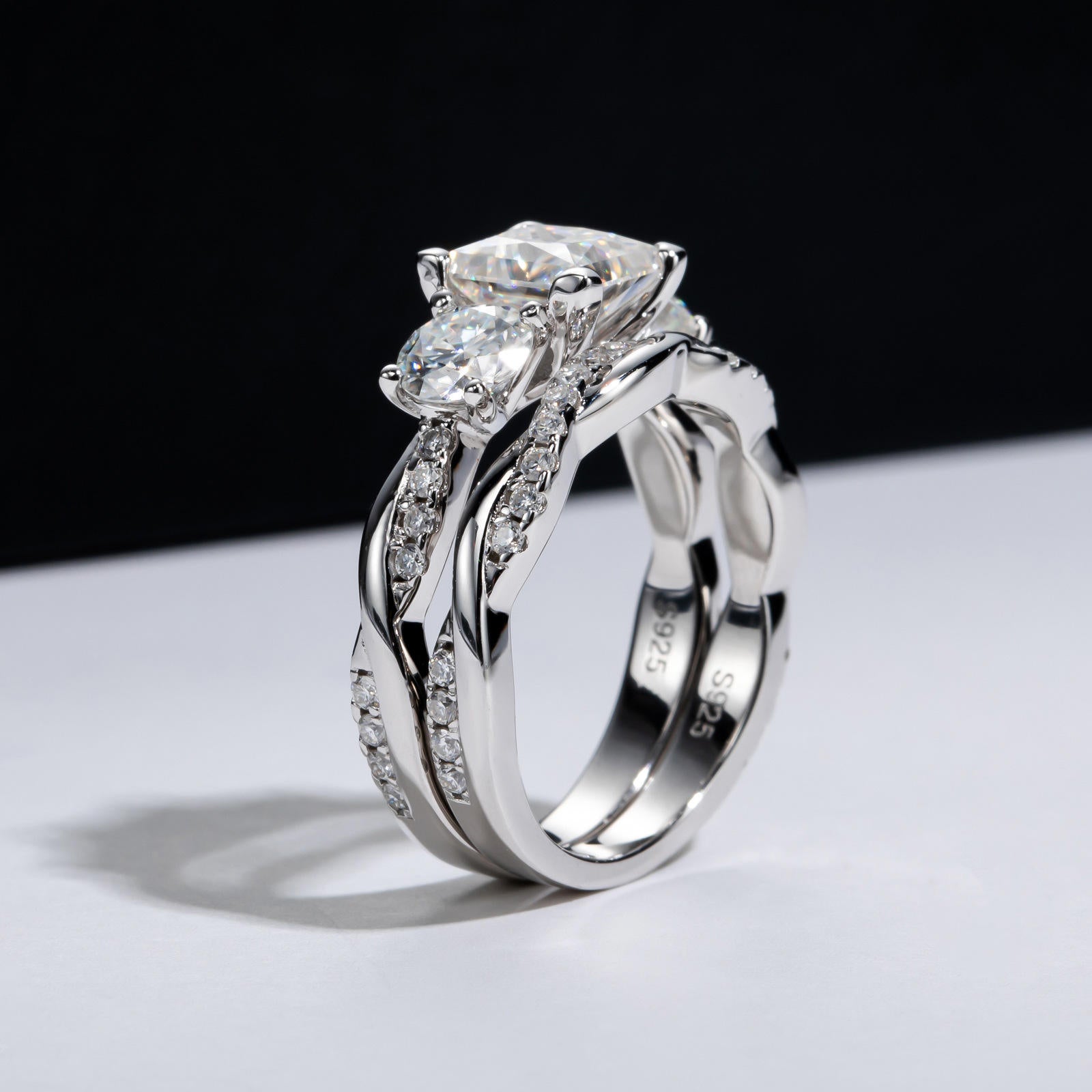 bridal ring set, princess cut diamond ring, wedding ring set, engagement and wedding ring set, solitaire rings, gold rings, princess cut engagement ring, gold rings for women, 14k gold rings, white gold rings, lab grown diamond rings, diamond rings for women, diamond rings, valentines gift for her, birthday gift for her, moissanite rings, 925 silver rings