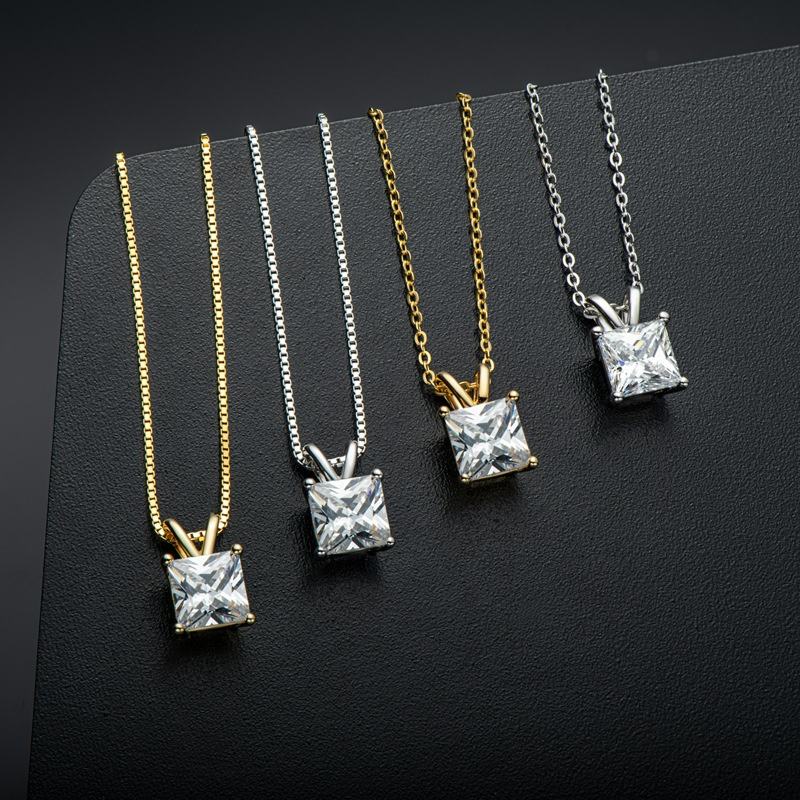 princess cut pendant necklace, moissanite pendant, pendant necklace, gold pendant necklace, silver pendant necklace, diamond pendant, custom moissanite pendant, gold necklace, gold necklace women, white gold necklace, 14k gold necklace, valentines gift for her, birthday gift for her