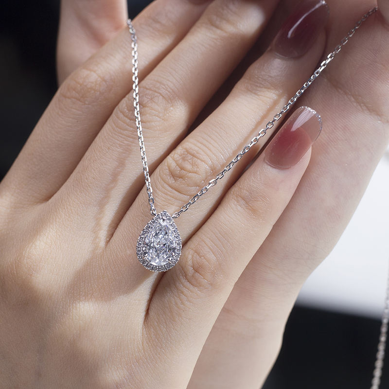 pear cut moissanite pendant, pendant necklace, gold pendant necklace, silver pendant necklace, diamond pendant, custom moissanite pendant, gold necklace, gold necklace women, white gold necklace, 14k gold necklace, valentines gift for her, birthday gift for her, 925 silver necklace