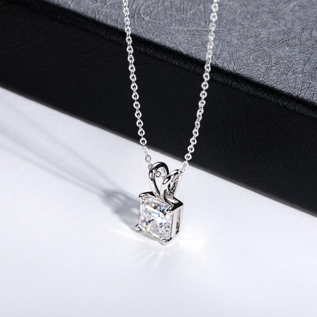 asscher cut moissanite pendant, solitaire pendant necklace, gold pendant necklace, silver pendant necklace, diamond pendant, custom moissanite pendant, gold necklace, gold necklace women, white gold necklace, 14k gold necklace, valentines gift for her, birthday gift for her, 925 silver necklace