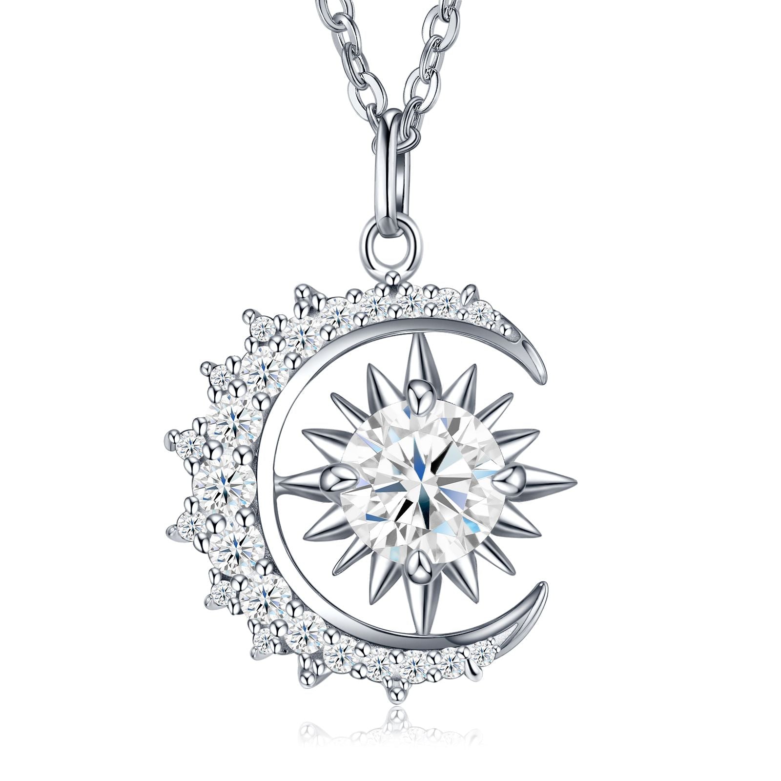 celestial pendant, moissanite pendant, pendant necklace, gold pendant necklace, silver pendant necklace, diamond pendant, custom moissanite pendant, gold necklace, gold necklace women, white gold necklace, 14k gold necklace, valentines gift for her, birthday gift for her