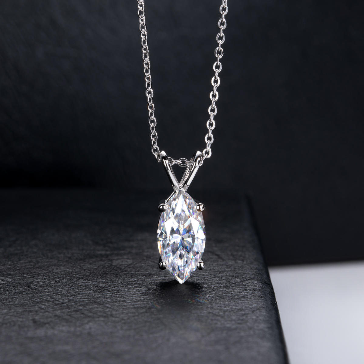 marquise cut moissanite pendant, solitaire pendant necklace, gold pendant necklace, silver pendant necklace, diamond pendant, custom moissanite pendant, gold necklace, gold necklace women, white gold necklace, 14k gold necklace, valentines gift for her, birthday gift for her, 925 silver necklace