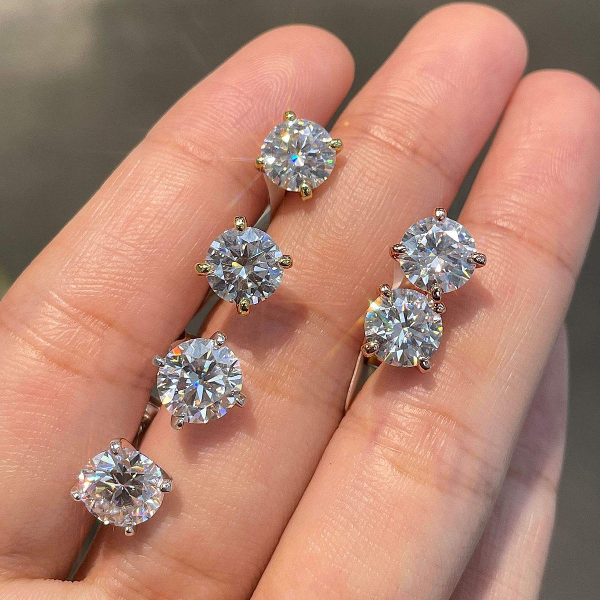 studs, diamond earrings, gold earrings, earrings for women, stud earrings, diamond stud earrings, van cleef earrings, dior earrings, moissanite earrings, silver earrings, sterling silver earrings, silver earrings for women, gift for her, valentines gift for her, birthday gift for her, solitaire studs, moiss