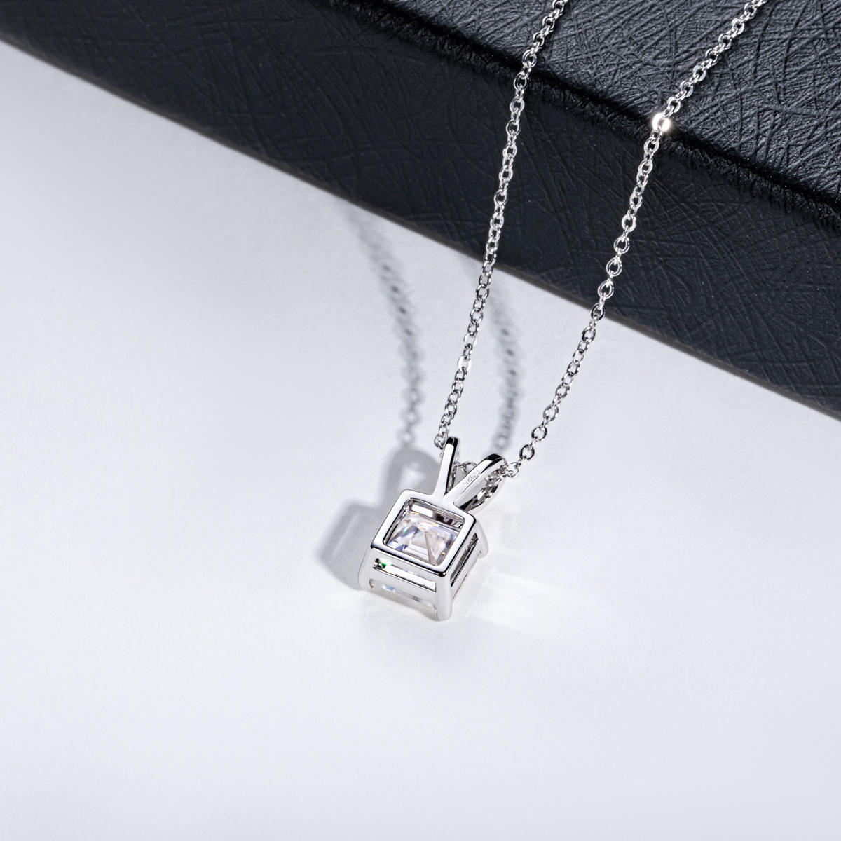 asscher cut moissanite pendant, solitaire pendant necklace, gold pendant necklace, silver pendant necklace, diamond pendant, custom moissanite pendant, gold necklace, gold necklace women, white gold necklace, 14k gold necklace, valentines gift for her, birthday gift for her, 925 silver necklace