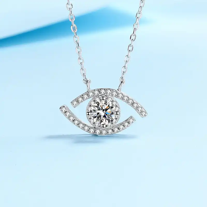 evil eye necklace, evil eye pendant silver, white gold plated necklace, lucky charm necklace, valentines gift for her, anniversary gift for her, birthday gift for her