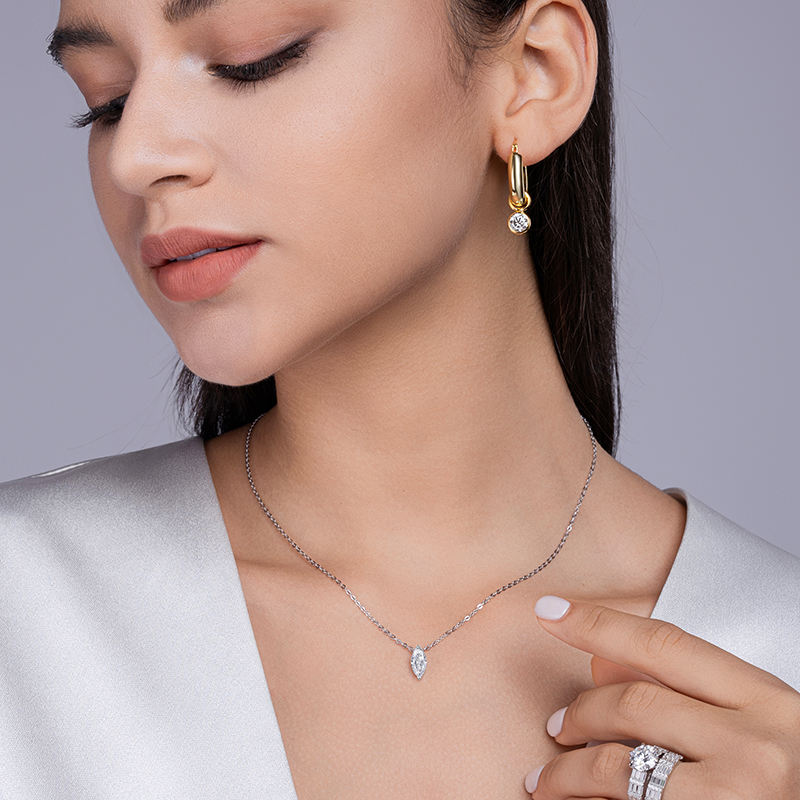 marquise cut moissanite pendant, pendant necklace, gold pendant necklace, silver pendant necklace, diamond pendant, custom moissanite pendant, gold necklace, gold necklace women, white gold necklace, 14k gold necklace, valentines gift for her, birthday gift for her, 925 silver necklace
