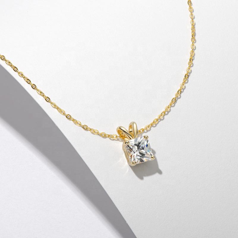 princess cut pendant necklace, moissanite pendant, pendant necklace, gold pendant necklace, silver pendant necklace, diamond pendant, custom moissanite pendant, gold necklace, gold necklace women, white gold necklace, 14k gold necklace, valentines gift for her, birthday gift for her
