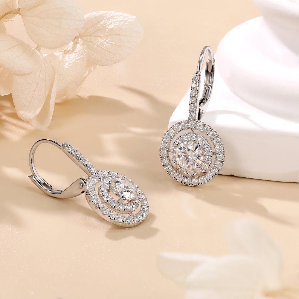 halo earrings, drop earrings, diamond drop earrings, gold drop earrings, silver drop earrings, diamond earrings, diamond earrings for women, lab grown diamond earrings, real diamond earrings, lab created diamond earrings, valentines gift for her, birthday gift for her