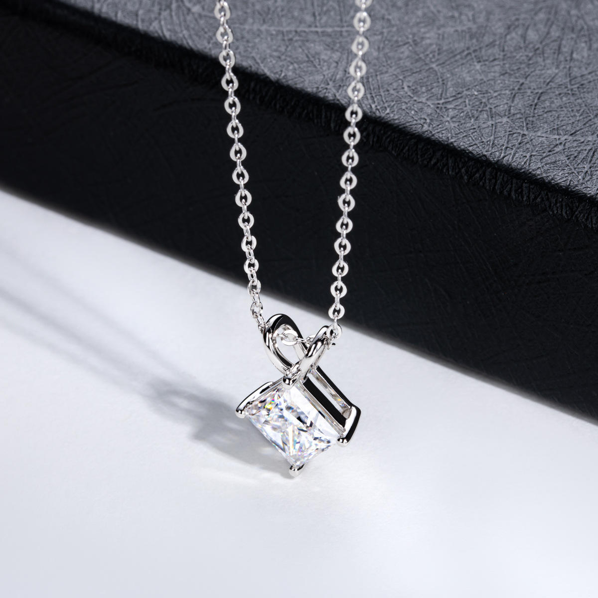 princess cut moissanite pendant, solitaire pendant necklace, gold pendant necklace, silver pendant necklace, diamond pendant, custom moissanite pendant, gold necklace, gold necklace women, white gold necklace, 14k gold necklace, valentines gift for her, birthday gift for her, 925 silver necklace