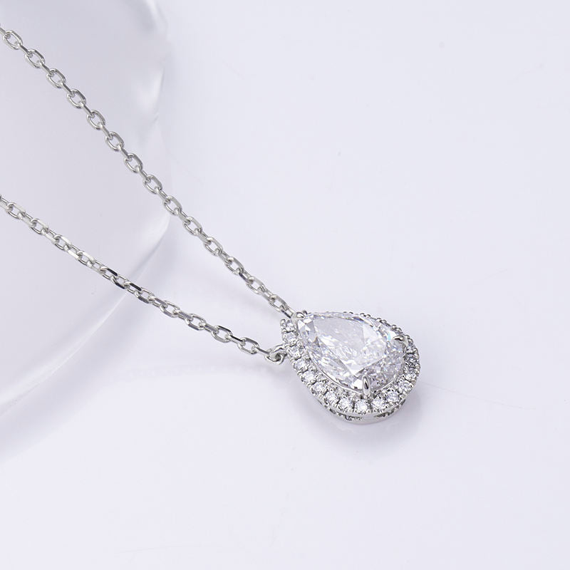 pear cut moissanite pendant, pendant necklace, gold pendant necklace, silver pendant necklace, diamond pendant, custom moissanite pendant, gold necklace, gold necklace women, white gold necklace, 14k gold necklace, valentines gift for her, birthday gift for her, 925 silver necklace