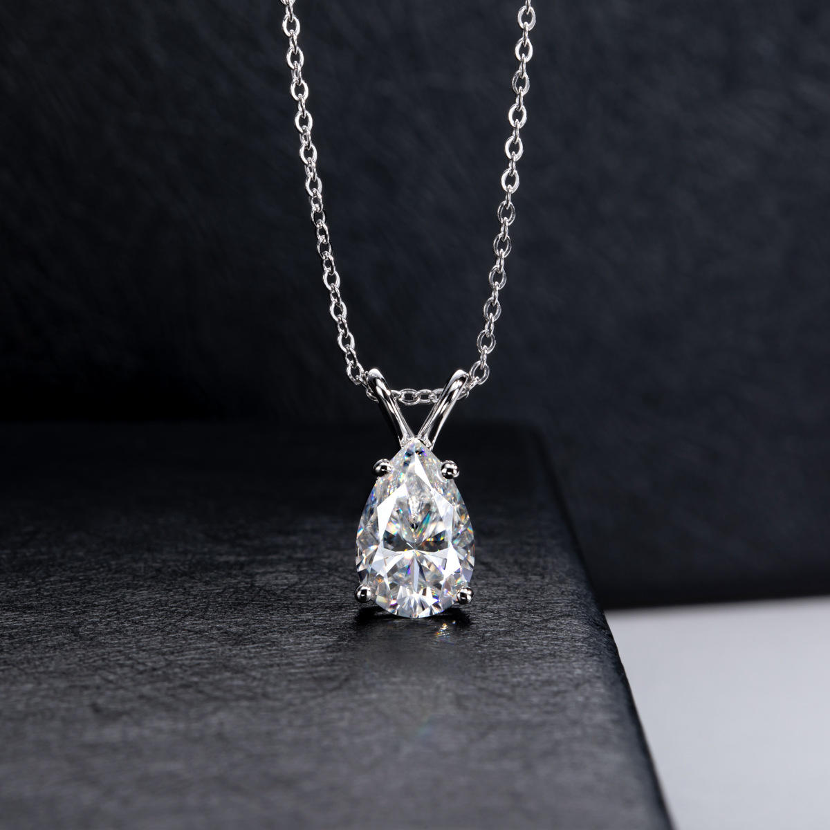 pear cut moissanite pendant, solitaire pendant necklace, gold pendant necklace, silver pendant necklace, diamond pendant, custom moissanite pendant, gold necklace, gold necklace women, white gold necklace, 14k gold necklace, valentines gift for her, birthday gift for her, 925 silver necklace