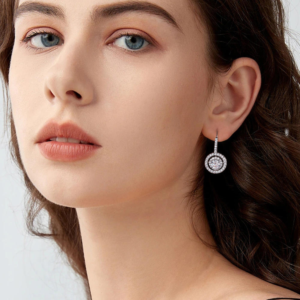 halo earrings, drop earrings, diamond drop earrings, gold drop earrings, silver drop earrings, diamond earrings, diamond earrings for women, lab grown diamond earrings, real diamond earrings, lab created diamond earrings, valentines gift for her, birthday gift for her