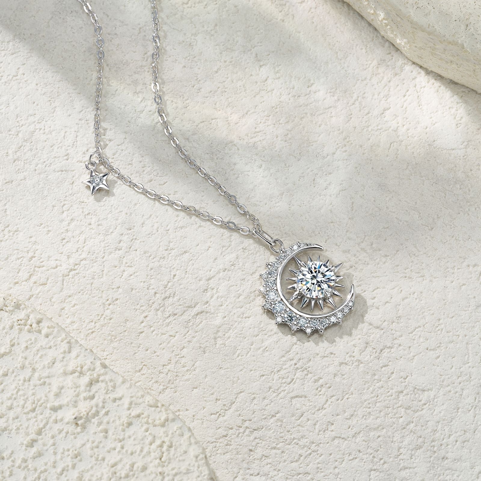 celestial pendant, moissanite pendant, pendant necklace, gold pendant necklace, silver pendant necklace, diamond pendant, custom moissanite pendant, gold necklace, gold necklace women, white gold necklace, 14k gold necklace, valentines gift for her, birthday gift for her