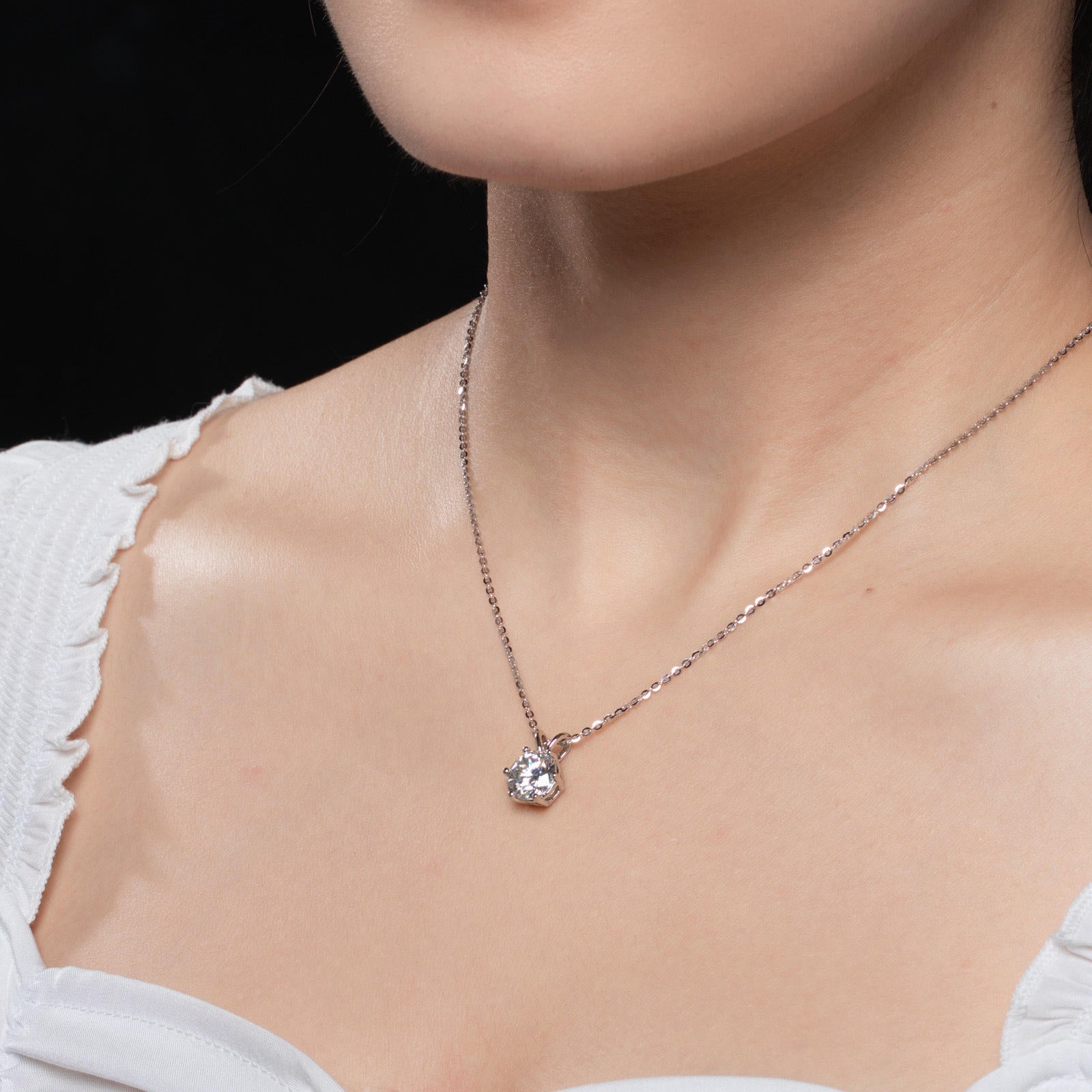 round cut moissanite pendant, solitaire pendant necklace, gold pendant necklace, silver pendant necklace, diamond pendant, custom moissanite pendant, gold necklace, gold necklace women, white gold necklace, 14k gold necklace, valentines gift for her, birthday gift for her, 925 silver necklace