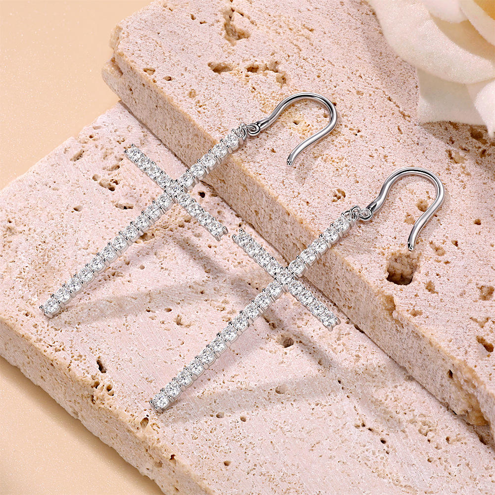 earrings, drop earrings, cross earrings, diamond earrings, gold earrings, hoop earrings, gold huggie earrings, diamond drop earrings, gold drop earrings, silver drop earrings, lab grown diamond earrings, real diamond earrings, lab created diamond earrings, valentines gift for her, birthday gift for her