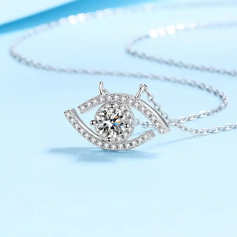 evil eye necklace, evil eye pendant silver, white gold plated necklace, lucky charm necklace, valentines gift for her, anniversary gift for her, birthday gift for her