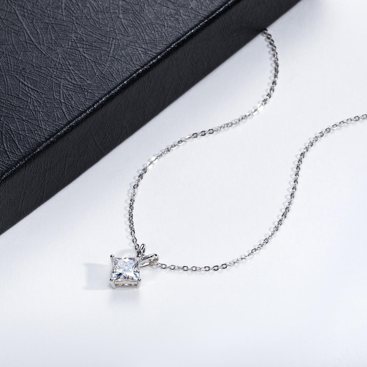 princess cut moissanite pendant, solitaire pendant necklace, gold pendant necklace, silver pendant necklace, diamond pendant, custom moissanite pendant, gold necklace, gold necklace women, white gold necklace, 14k gold necklace, valentines gift for her, birthday gift for her, 925 silver necklace