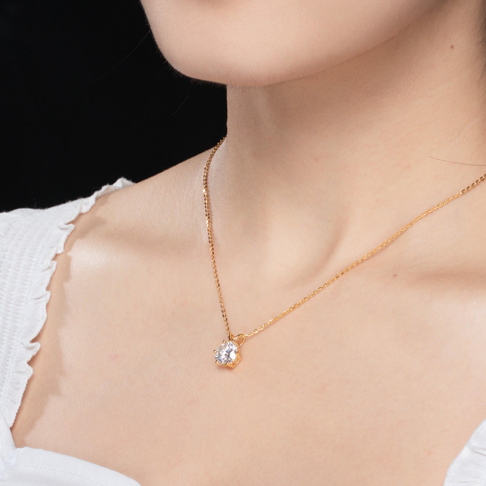 round cut moissanite pendant, solitaire pendant necklace, gold pendant necklace, silver pendant necklace, diamond pendant, custom moissanite pendant, gold necklace, gold necklace women, white gold necklace, 14k gold necklace, valentines gift for her, birthday gift for her, 925 silver necklace