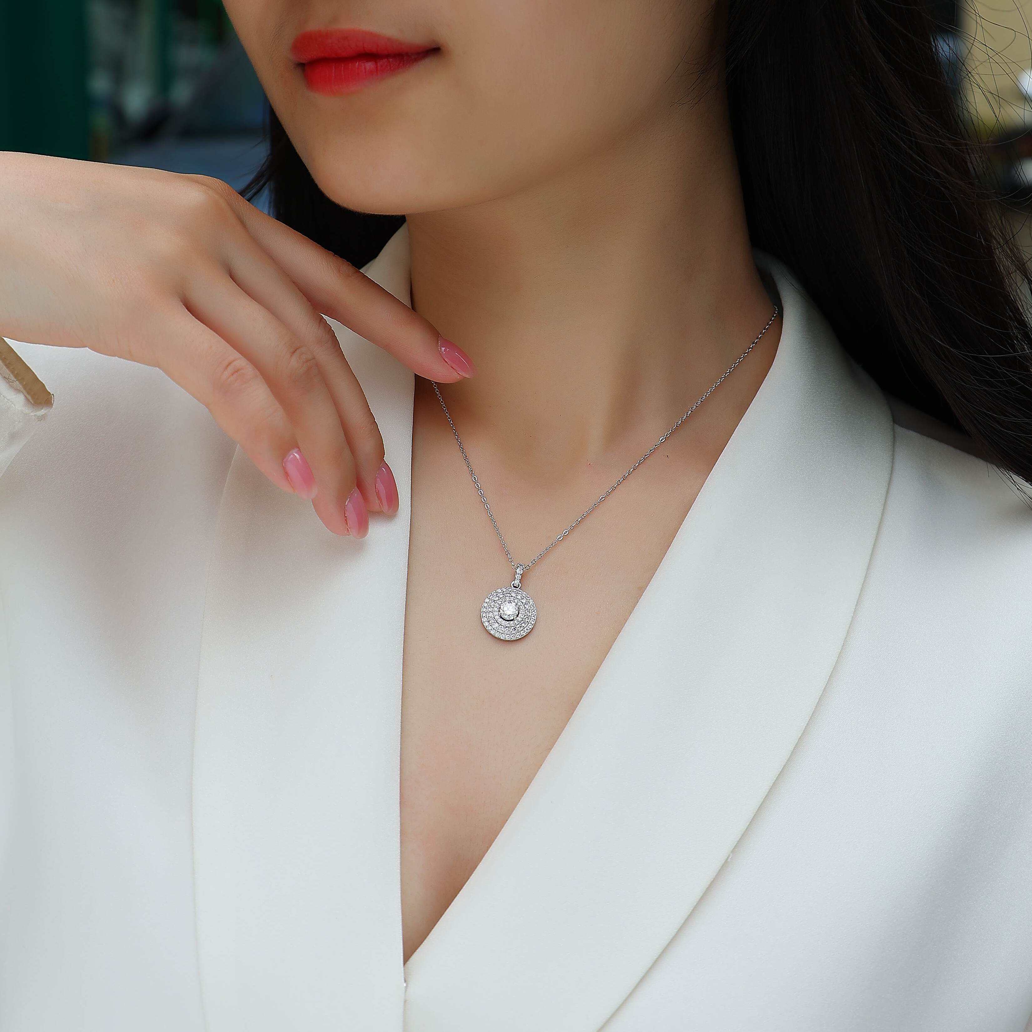 round cut moissanite pendant, solitaire pendant necklace, gold pendant necklace, silver pendant necklace, diamond pendant, custom moissanite pendant, gold necklace, gold necklace women, white gold necklace, 14k gold necklace, valentines gift for her, birthday gift for her, 925 silver necklace