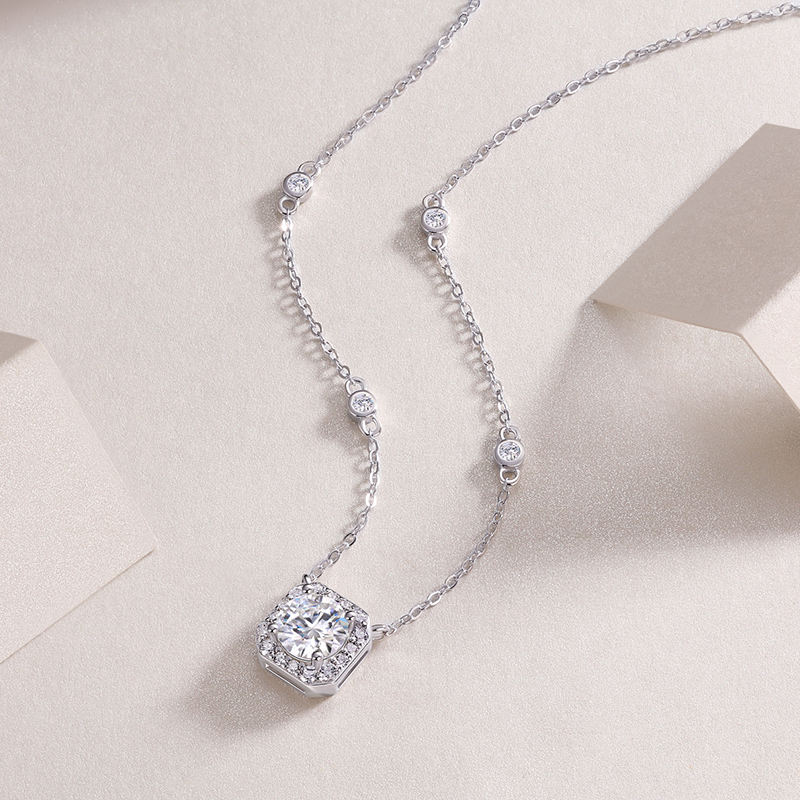 moissanite pendant, pendant necklace, gold pendant necklace, silver pendant necklace, diamond pendant, custom moissanite pendant, gold necklace, gold necklace women, white gold necklace, 14k gold necklace, valentines gift for her, birthday gift for her