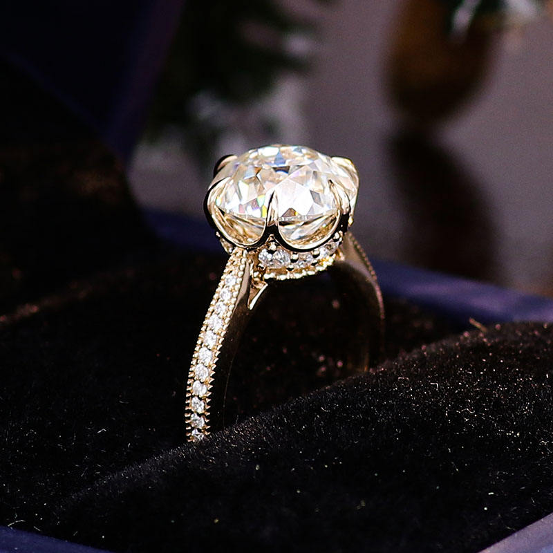 solitaire rings, gold rings, portuguese cut ring, round cut engagement ring, gold rings for women, 14k gold rings, white gold rings, lab grown diamond rings, diamond rings for women, diamond rings, valentines gift for her, birthday gift for her, moissanite rings,