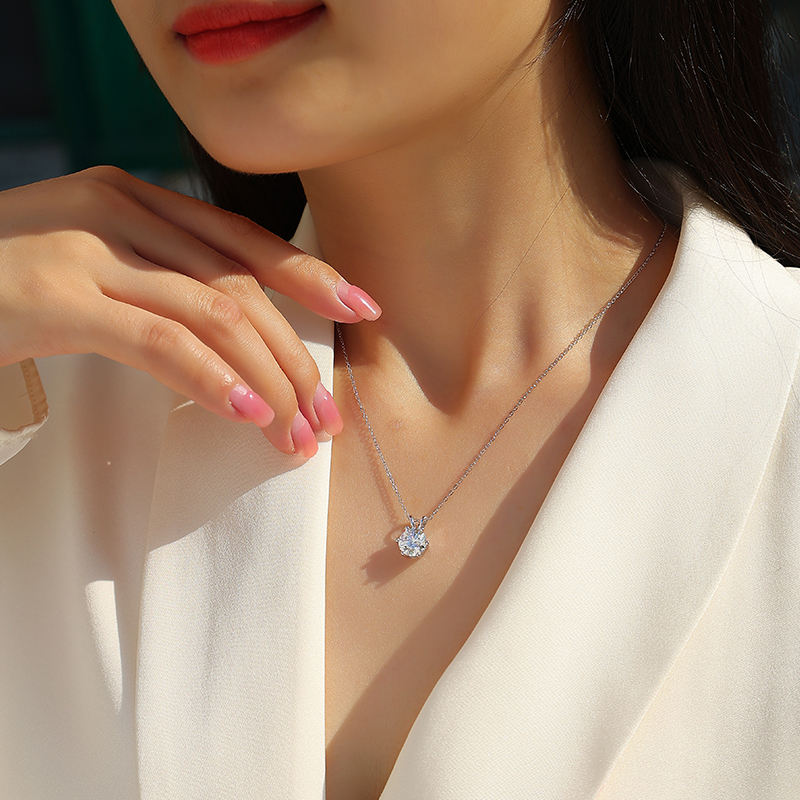 round cut moissanite pendant, solitaire pendant necklace, gold pendant necklace, silver pendant necklace, diamond pendant, custom moissanite pendant, gold necklace, gold necklace women, white gold necklace, 14k gold necklace, valentines gift for her, birthday gift for her, 925 silver necklace